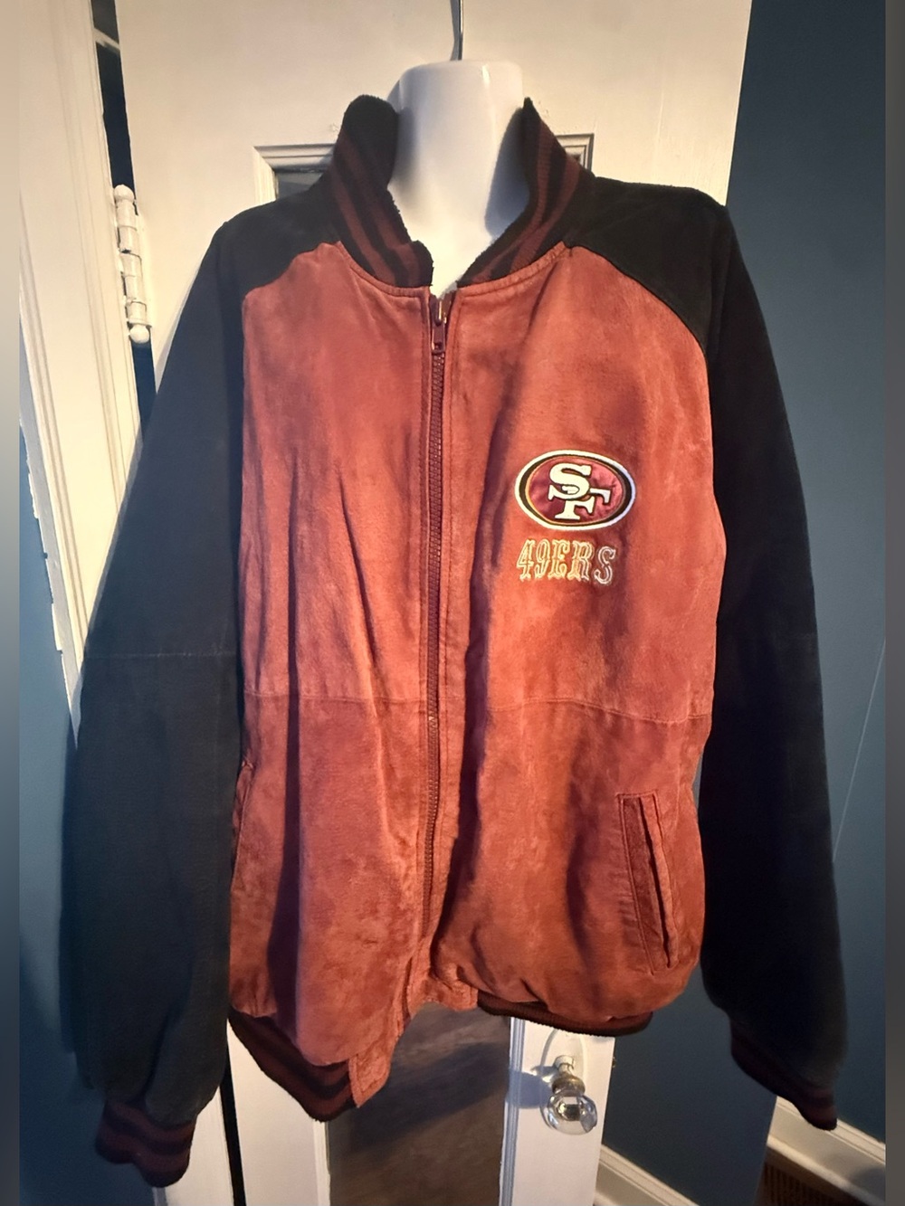 Vintage G-III 49ers Suede Leather Bomber Jacket SF 49ers Varsity Men XXL